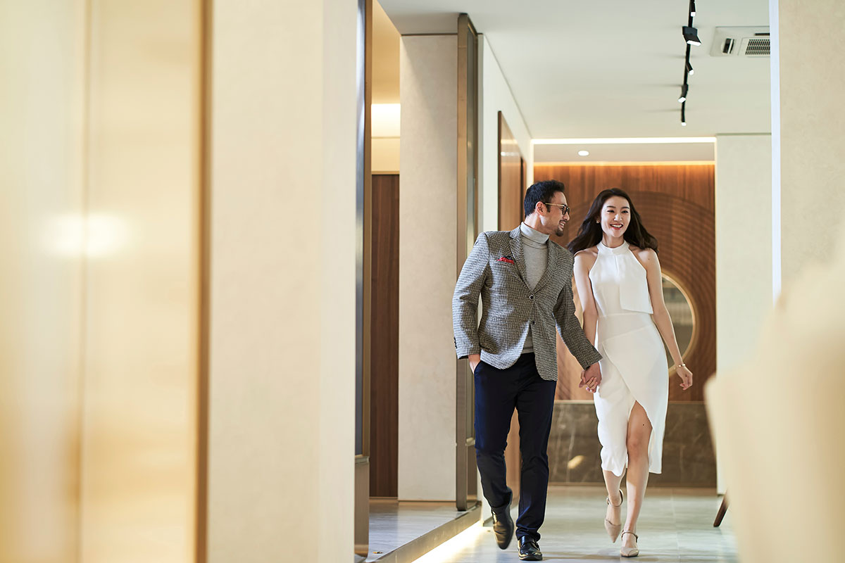 Guests arriving at a serviced apartment